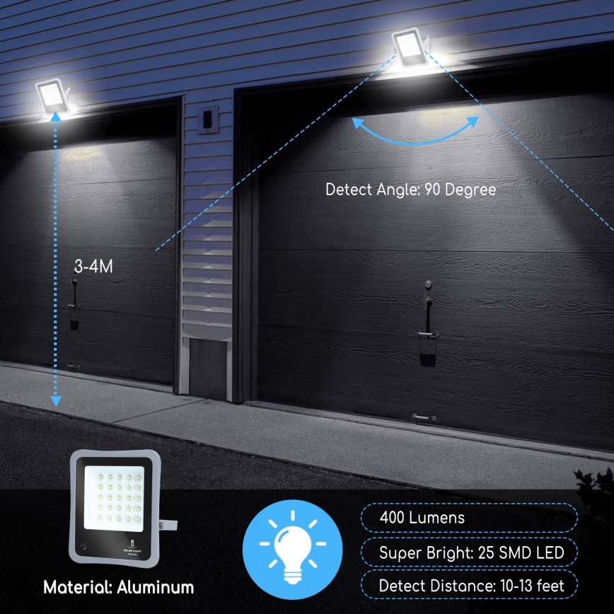 Aigostar - LED Zatemnitveni solarni reflektor LED/30W/3,2V 20000 mAh IP67 + Daljinski upravljalnik