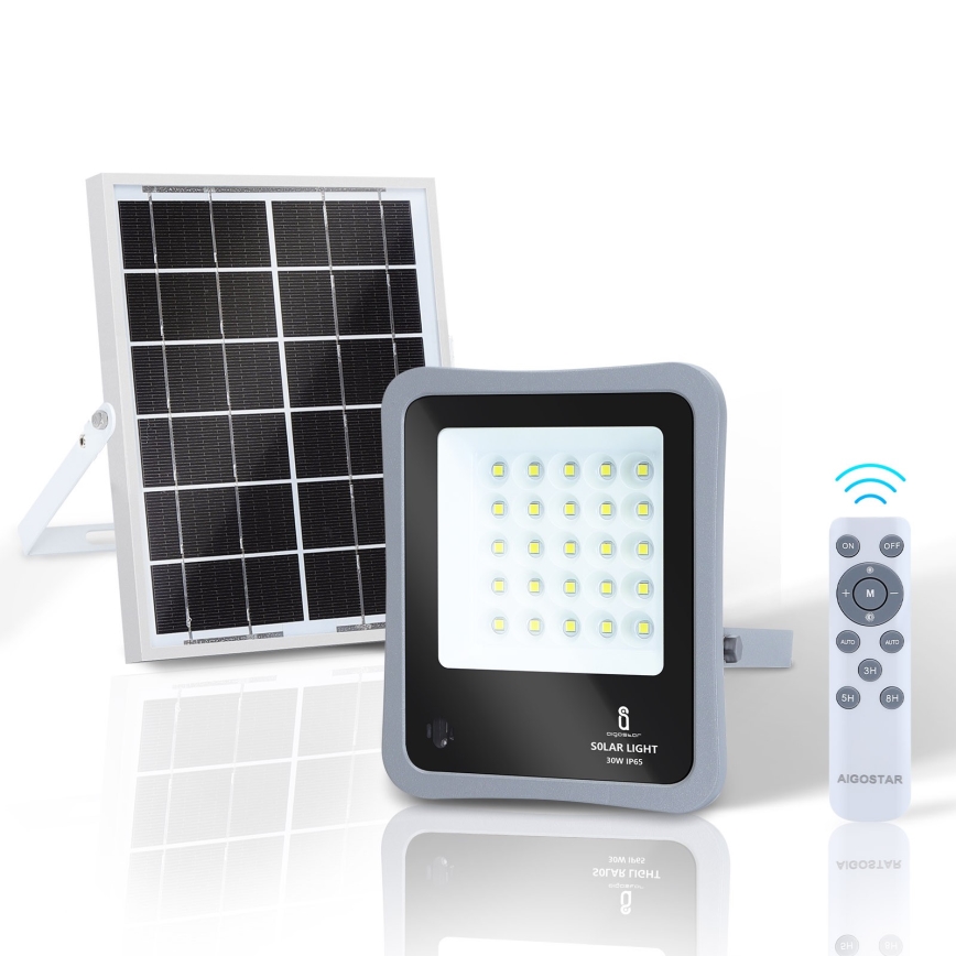 Aigostar - LED Zatemnitveni solarni reflektor LED/30W/3,2V 20000 mAh IP67 + Daljinski upravljalnik
