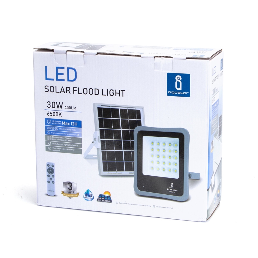 Aigostar - LED Zatemnitveni solarni reflektor LED/30W/3,2V 20000 mAh IP67 + Daljinski upravljalnik
