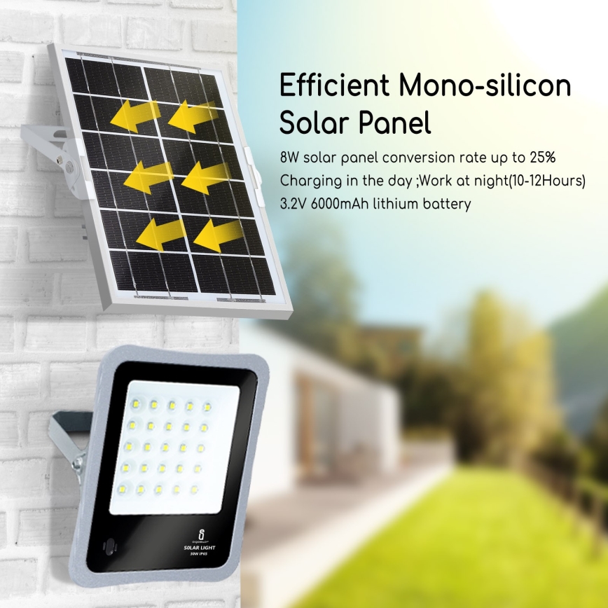 Aigostar - LED Zatemnitveni solarni reflektor LED/50W/3,2V IP65 6000 mAh + Daljinski upravljalnik