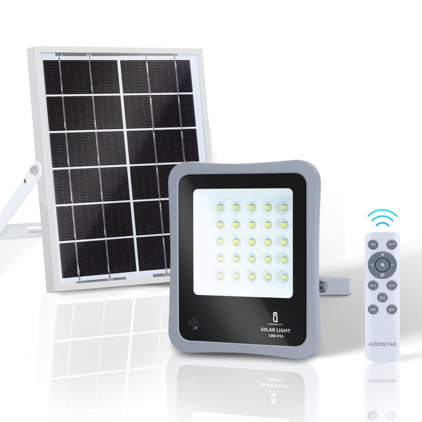 Aigostar - LED Zatemnitveni solarni reflektor LED/50W/3,2V IP65 6000 mAh + Daljinski upravljalnik