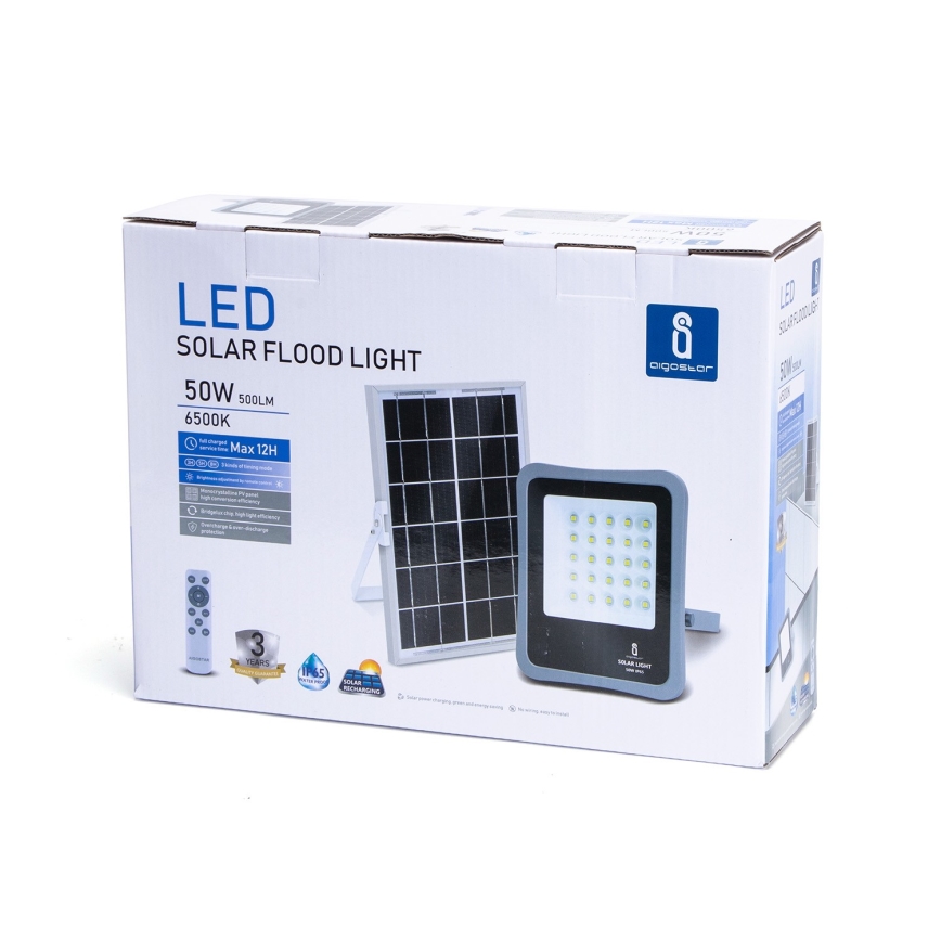Aigostar - LED Zatemnitveni solarni reflektor LED/50W/3,2V IP65 6000 mAh + Daljinski upravljalnik