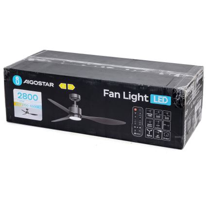 Aigostar - LED Zatemnitveni stropni ventilator LED/20W/230V 2700-6500K 132cm črna + Daljinski upravljalnik