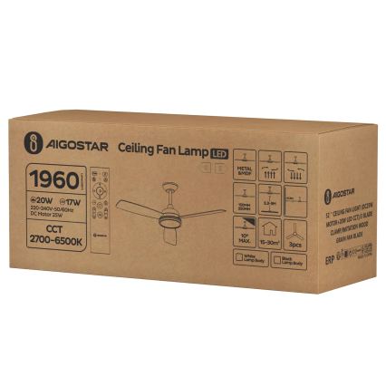 Aigostar - LED Zatemnitveni stropni ventilator LED/20W/230V 2700-6500K 132cm rjava + Daljinski upravljalnik