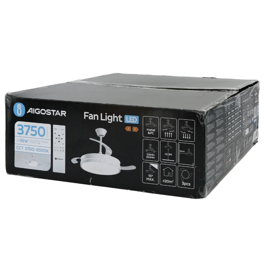 Aigostar - LED Zatemnitveni stropni ventilator LED/36W/230V 2700-6500K pr. 107 cm + Daljinski upravljalnik bela