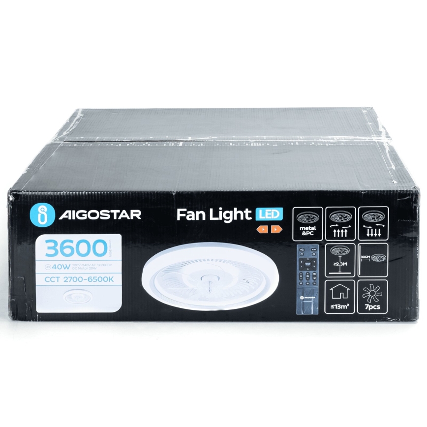Aigostar - LED Zatemnitveni stropni ventilator LED/40W/230V 2700/4000/6500K pr. 50 cm + Daljinski upravljalnik bela