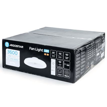 Aigostar - LED Zatemnitveni stropni ventilator LED/40W/230V 2700-6500K pr. 48 cm + Daljinski upravljalnik bela