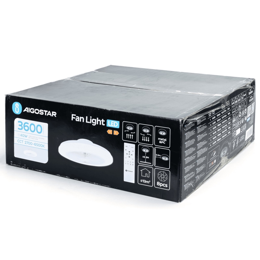 Aigostar - LED Zatemnitveni stropni ventilator LED/40W/230V 2700-6500K pr. 48 cm + Daljinski upravljalnik bela