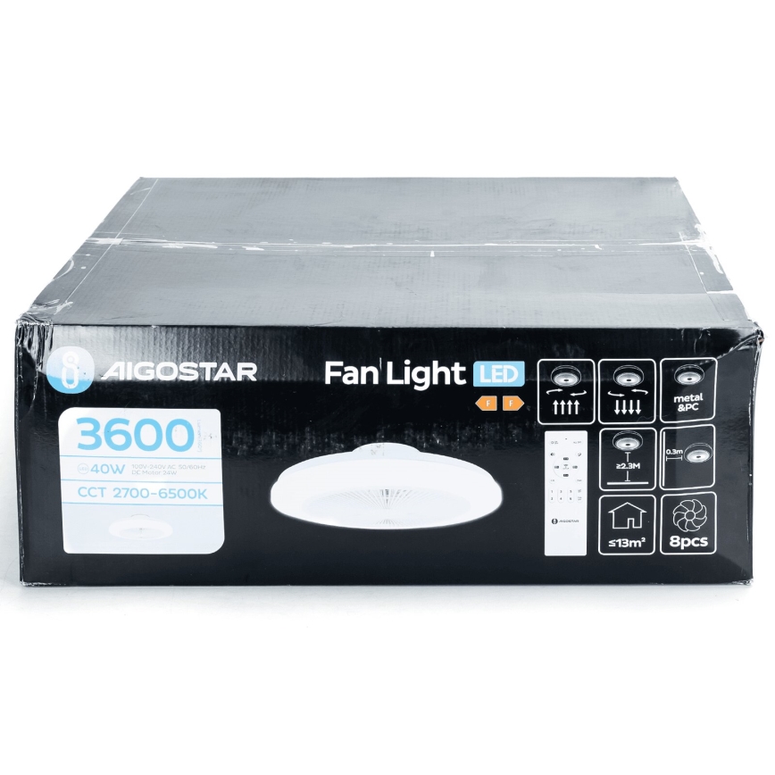 Aigostar - LED Zatemnitveni stropni ventilator LED/40W/230V 2700-6500K pr. 48 cm + Daljinski upravljalnik bela