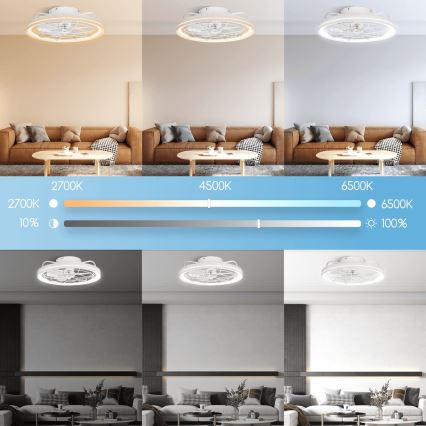 Aigostar - LED Zatemnitveni stropni ventilator LED/40W/230V 2700-6500K pr. 48 cm + Daljinski upravljalnik bela