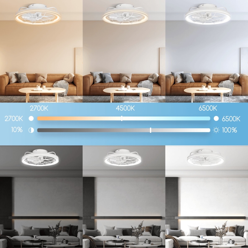 Aigostar - LED Zatemnitveni stropni ventilator LED/40W/230V 2700-6500K pr. 48 cm + Daljinski upravljalnik bela