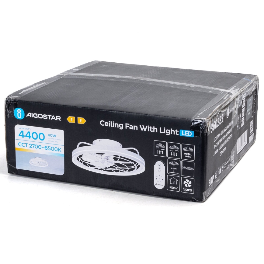 Aigostar - LED Zatemnitveni stropni ventilator LED/40W/230V 2700-6500K pr. 48 cm + Daljinski upravljalnik bela
