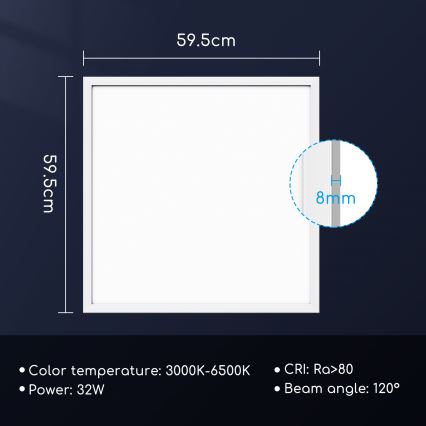 Aigostar - LED Zatemnitveni vgradni panel 32W/230V Wi-Fi 60x60 cm