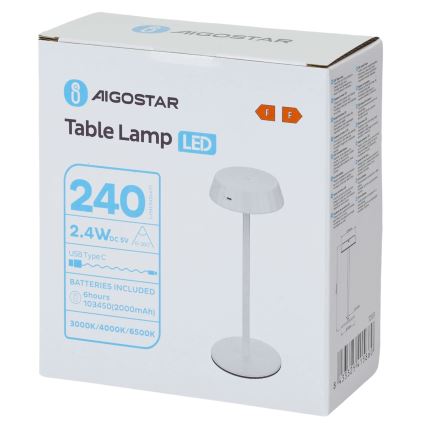 Aigostar - LED zatemnjevalna namizna svetilka AMBIENT LED/2,4W/5V 3000-6500K bela