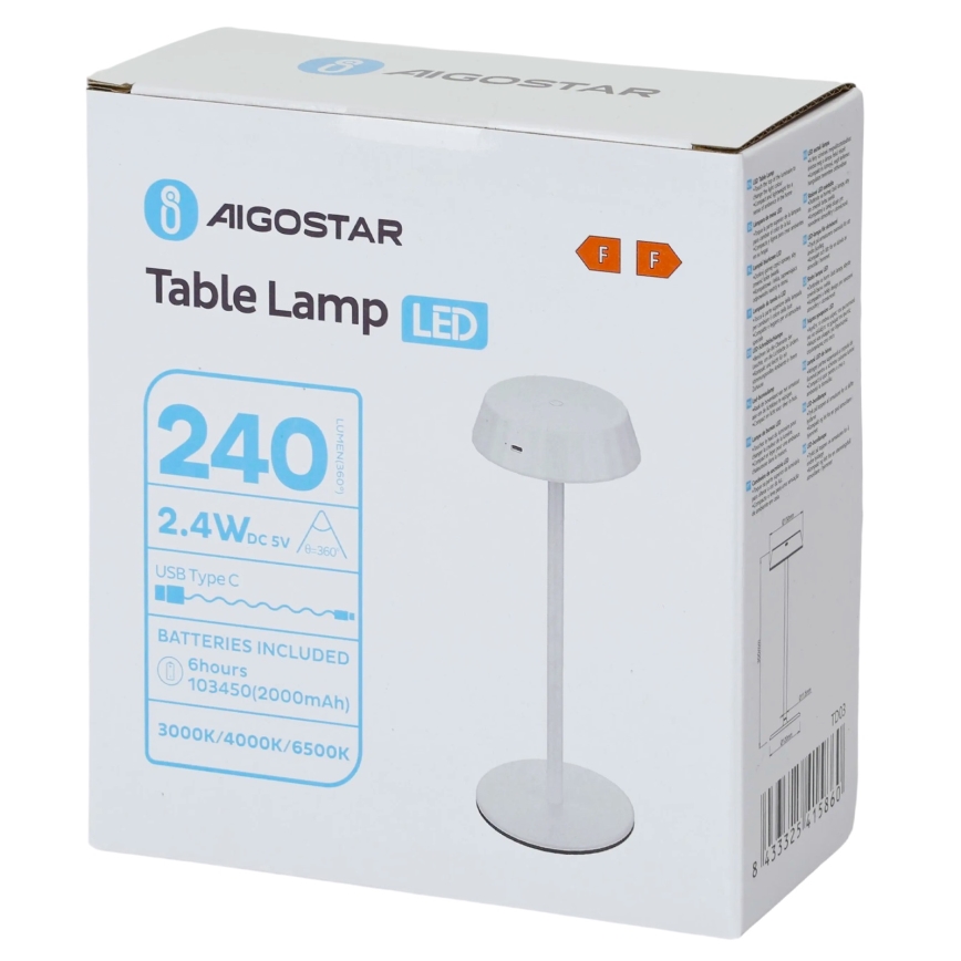 Aigostar - LED zatemnjevalna namizna svetilka AMBIENT LED/2,4W/5V 3000-6500K bela
