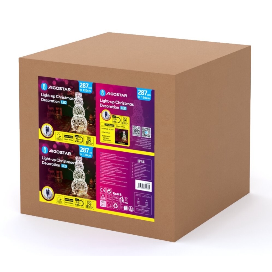 Aigostar - LED Zunanja božična dekoracija 3,6W/31/230V 2700K 120cm IP44 snežak