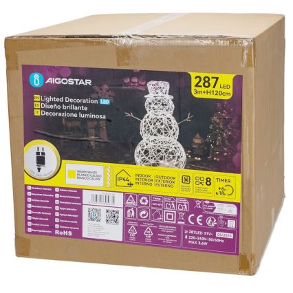 Aigostar - LED Zunanja božična dekoracija 3,6W/31/230V 2700K 120cm IP44 snežak
