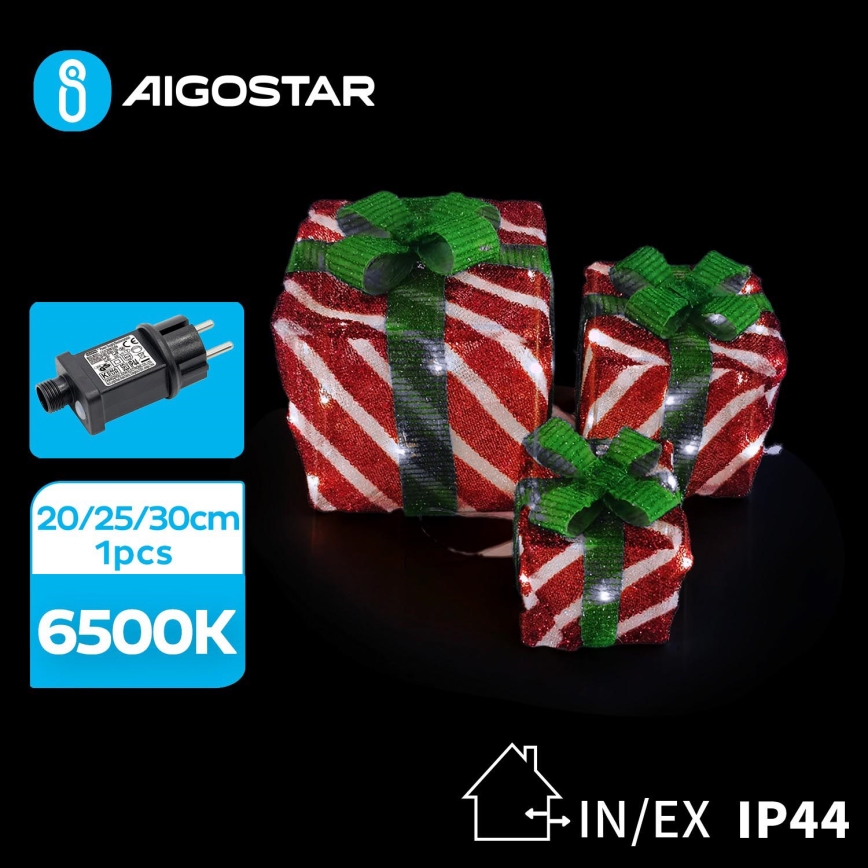 Aigostar- LED zunanja božična dekoracija 3,6W/31/230V 6500K 20/25/30cm IP44 darila