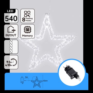 Aigostar - LED Zunanja božična dekoracija 540xLED/6W/230V 43 cm IP44 hladna bela snežinka