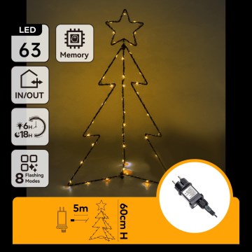 Aigostar - LED zunanja božična dekoracija 63xLED/3,6W/230V 60 cm IP44 drevo topla bela