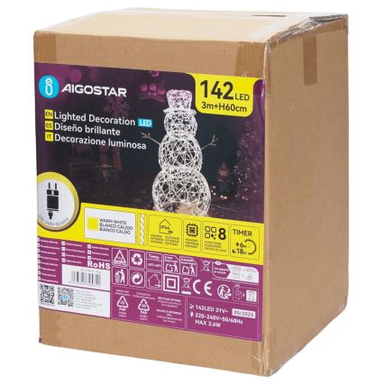 Aigostar - LED zunanja božična dekoracija LED/3,6W/31/230V 2700K 60 cm IP44 snežak