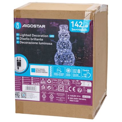 Aigostar - LED zunanja božična dekoracija LED/3,6W/31/230V 6500K 60 cm IP44 snežak