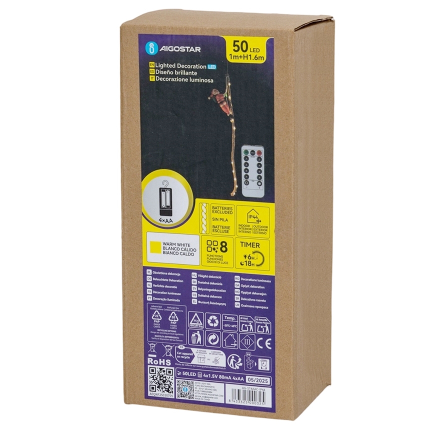 Aigostar - LED zunanja božična dekoracija LED/4xAA IP44 Božiček s padalom