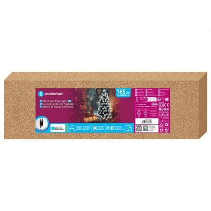 Aigostar - zunanje LED božično drevo 165xLED/8 funkcij 1,5 m IP44 hladno belo