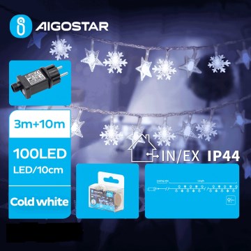 Aigostar - LED Zunanja božična veriga 100xLED/8 funkcij 13m IP44 hladno bela