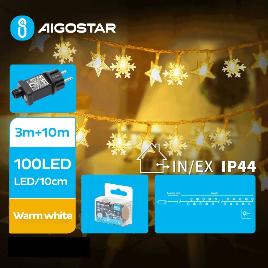 Aigostar - LED Zunanja božična veriga 100xLED/8 funkcij 13m IP44 topla bela