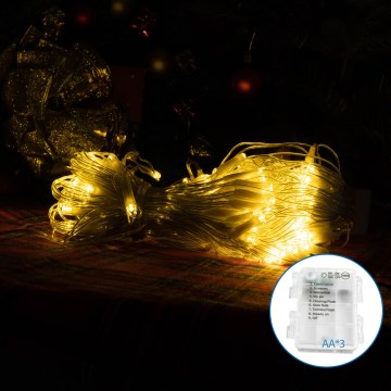 Aigostar-LED Zunanja božična veriga 100xLED/8 funkcij 3xAA 8x0,6m IP44 topla bela