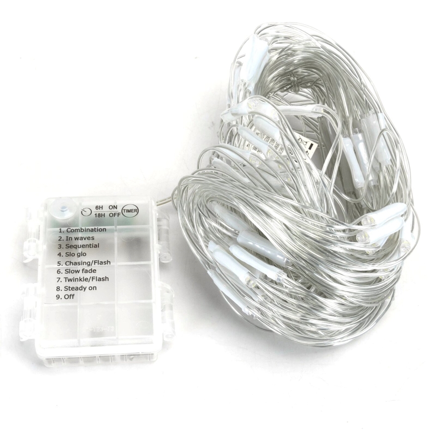 Aigostar -LED Zunanja božična veriga 100xLED/8 funkcij/3xAA 4,5x1,5m IP44 hladno bela