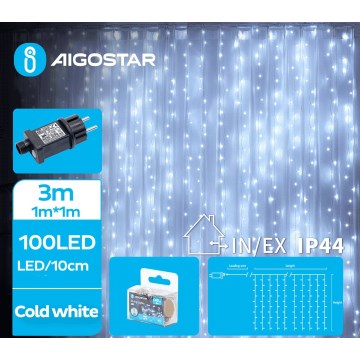 Aigostar - LED Zunanja božična veriga 100xLED/8 funkcij 4x1m IP44 hladno bela