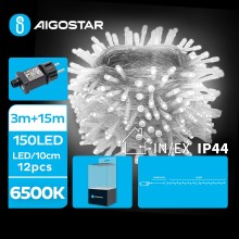 Aigostar - LED Zunanja božična veriga 150xLED/8 funkcij 18m IP44 hladno bela