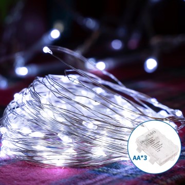 Aigostar - LED Zunanja božična veriga 150xLED/8 funkcij/3xAA 15,3m IP44 hladno bela