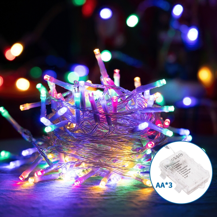 Aigostar -LED Zunanja božična veriga 150xLED/8 funkcij 3xAA 15,3m IP44 multicolor