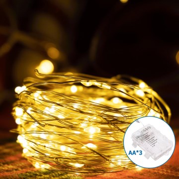 Aigostar -LED Zunanja božična veriga 150xLED/8 funkcij 3xAA 15,3m IP44 topla bela