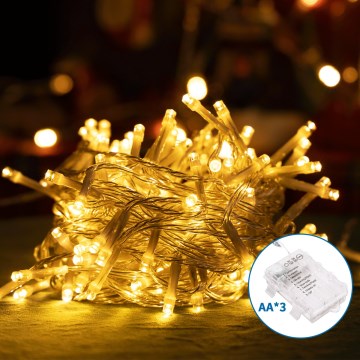Aigostar - LED Zunanja božična veriga 150xLED/8 funkcij 3xAA 15,3m IP44 topla bela