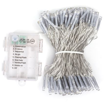 Aigostar - LED Zunanja božična veriga 150xLED/8 funkcij 3xAA 15,3m IP44 topla bela