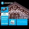 Aigostar - LED Zunanja božična veriga 200xLED/8 funkcij 13x0,6m IP44 hladno bela