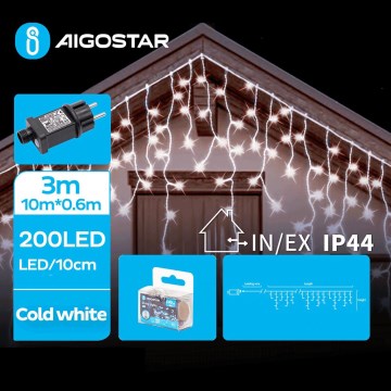 Aigostar - LED Zunanja božična veriga 200xLED/8 funkcij 13x0,6m IP44 hladno bela