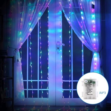 Aigostar - LED Zunanja božična veriga 200xLED/8 funkcij 3xAA 5x2m IP44 multicolor