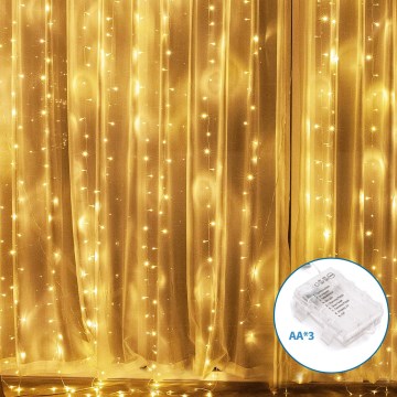 Aigostar - LED Zunanja božična veriga 200xLED/8 funkcij 3xAA 5x2m IP44 topla bela