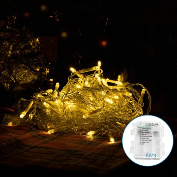 Aigostar-LED Zunanja božična veriga 200xLED/8 funkcij 3xAA 6x1,5m IP44 topla bela
