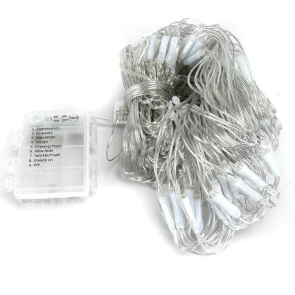 Aigostar-LED Zunanja božična veriga 200xLED/8 funkcij 3xAA 6x1,5m IP44 topla bela