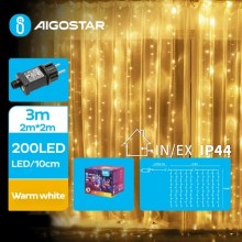 Aigostar - LED Zunanja božična veriga 200xLED/8 funkcij 5x2m IP44 topla bela