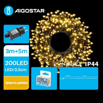 Aigostar - LED Zunanja božična veriga 200xLED/8 funkcij 8m IP44 topla bela