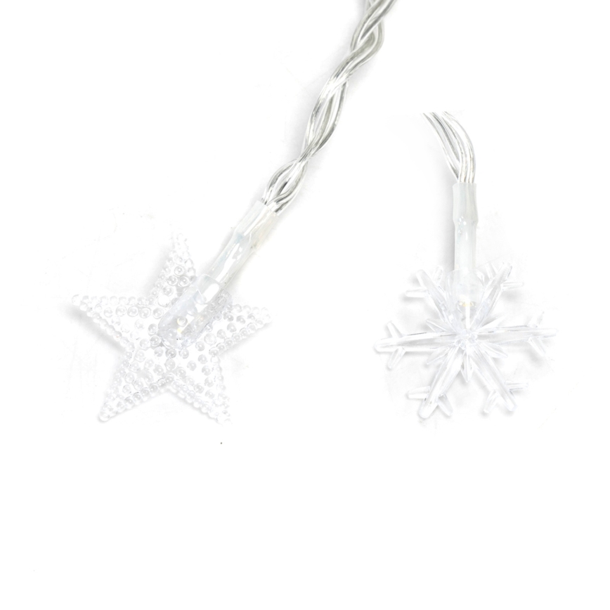 Aigostar - LED zunanji niz 25xLED/8 načinov 3xAA 2,5m IP44 topla bela v obliki zvezd