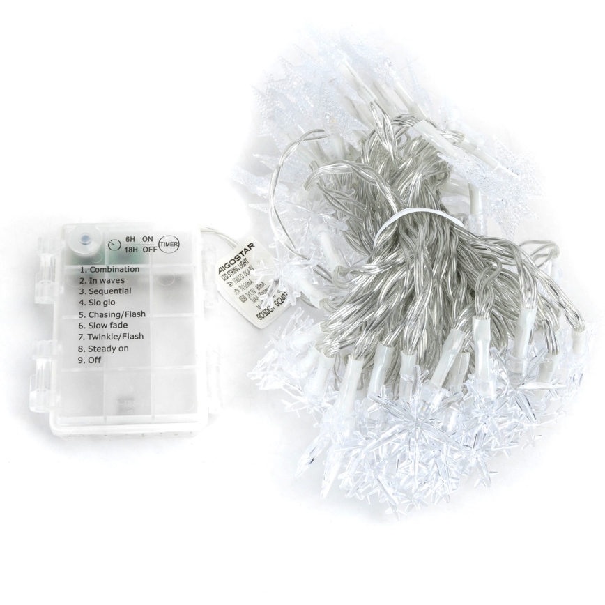 Aigostar - LED zunanji niz 25xLED/8 načinov 3xAA 2,5m IP44 topla bela v obliki zvezd