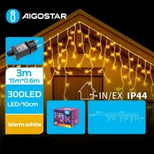 Aigostar - LED Zunanja božična veriga 300xLED/8 funkcij 18x0,6m IP44 topla bela